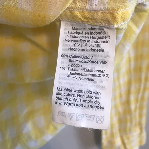 J.CREW Yellow Gingham Cotton Blend Classic Button Down Shirt Size 4 - Picture 5 of 6